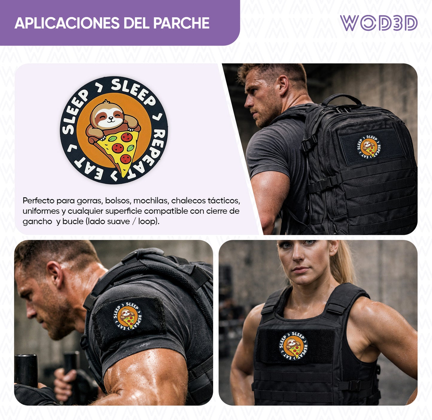 MANGER DORMIR DORMIR RÉPÉTER Patch Velcro - vista 5 de 5