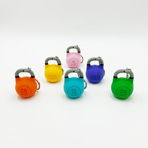 Llavero Kettelbell Competición personalizado con tu nombre y color preferido WOD3D