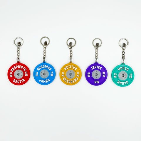 Llavero Personalizado DISCO CALIBRADO HALTEROFILIA IRON WOD3D