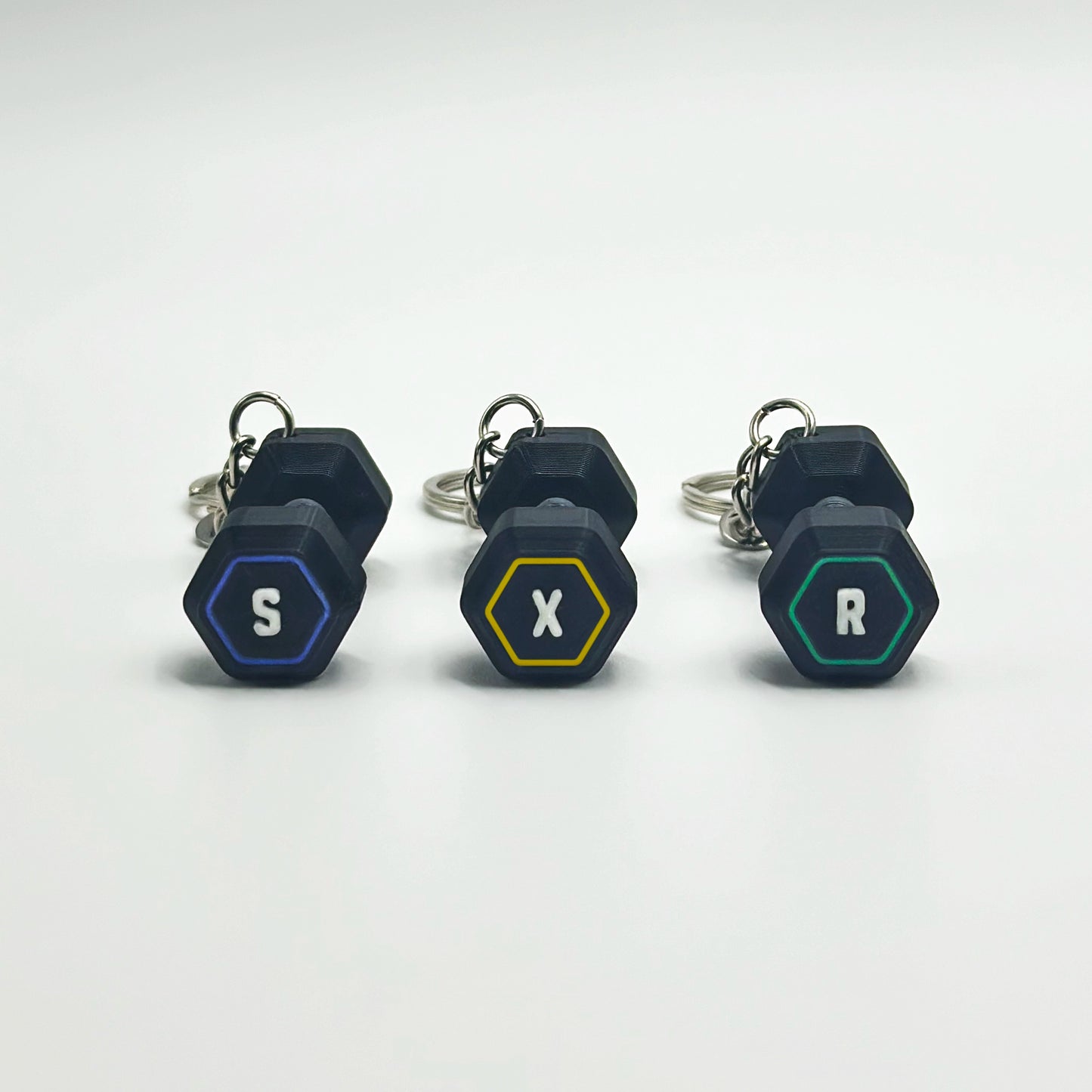 Llavero personalizado DUMBBELL HEXAGONAL INICIAL