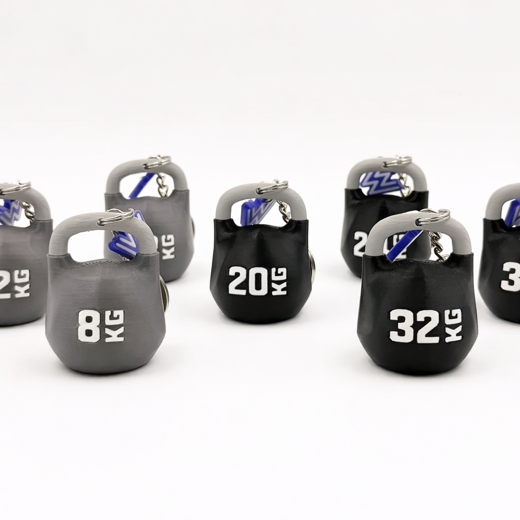 Llavero Kettlebell Competición Hybrid Oficial Personalizado - Réplica 3D con Nombre y Peso