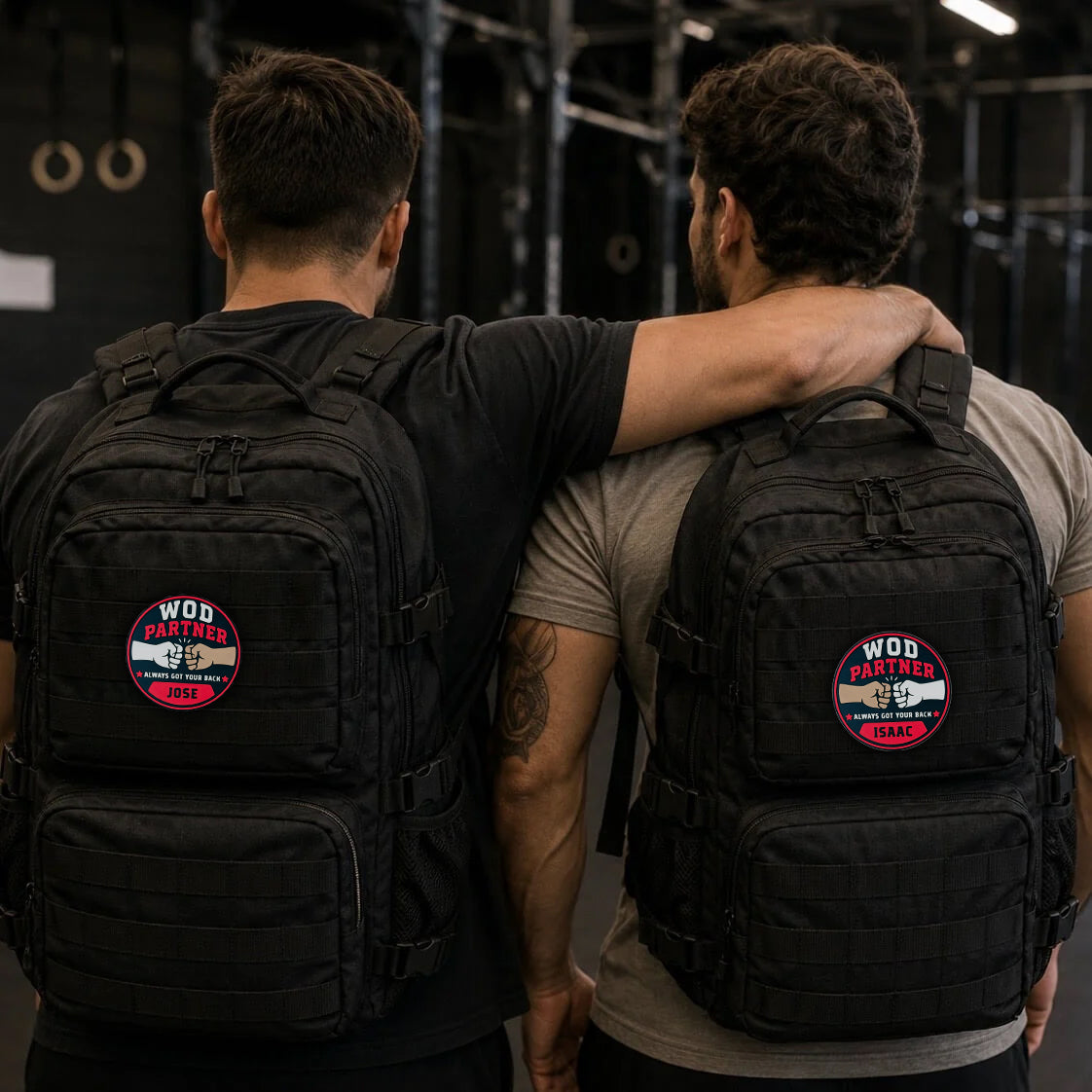 Pack 2 parches con velcro PARTNER WOD personalizado para mochila de CrossFit