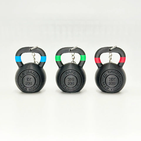 Llavero Kettelbell Dúo Personalizada, color, nombre y frase WOD3D