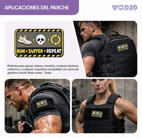 Parche con velcro RUN, SUFFER, REPEAT HYROX