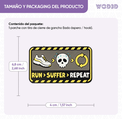 Parche con velcro RUN, SUFFER, REPEAT HYROX