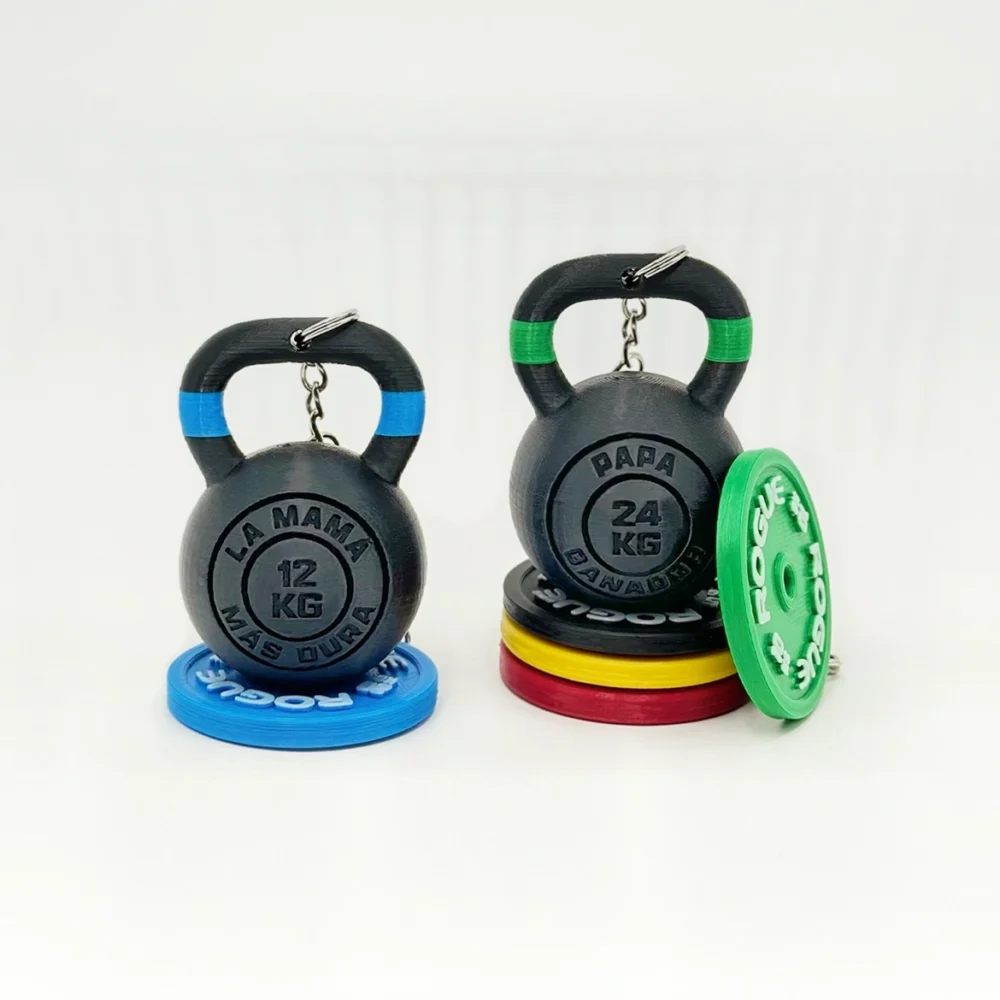 Llavero Kettelbell Dúo Personalizada, color, nombre y frase WOD3D